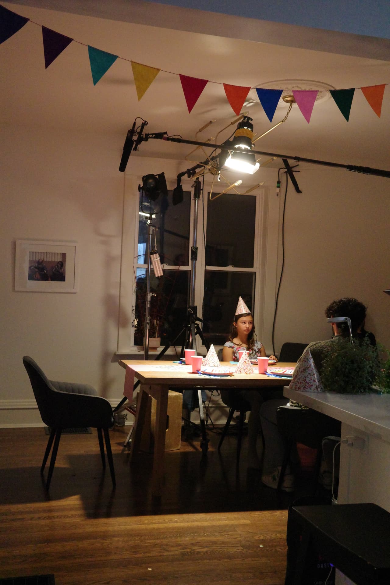 Party table setup under practicals — Lucy's Birthday.